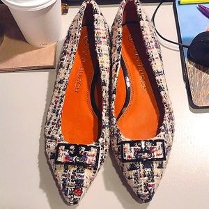 Tory Burch Gigi Tweed Pointed-Toe Flat, multi-print TWEED Size: 8.5